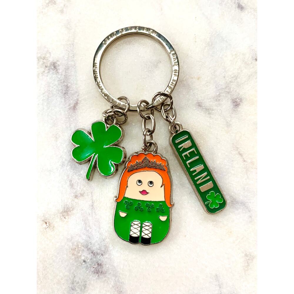 Silver Tone Ireland Keychain Craic of the Irish Keychain